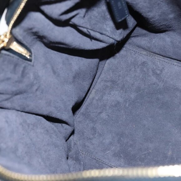 SAINT LAURENT Mini Boston Bag Leather 2way Navy Gold Auth bs30084 - Picture 12 of 16